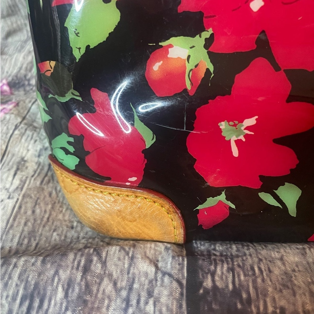 Dooney & Bourke Vibrant Floral Satchel with Tan Leather - Picture 10 of 11